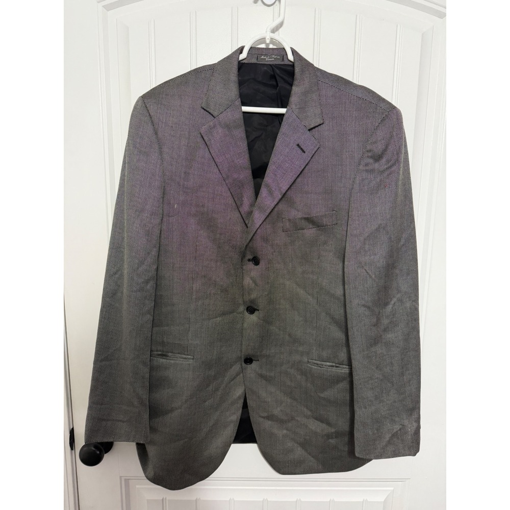 Bachrach Wool Blazer Mens 42 Grey Silk Blend 3-Button Made in Canada EUC